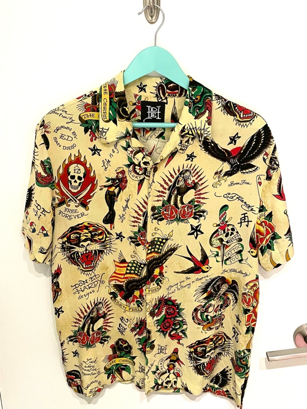 Ed Hardy Tattoo Print Camp Shirt